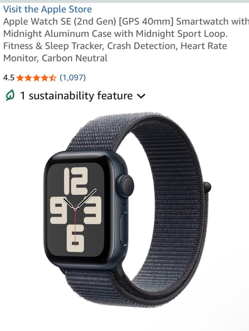 Apple Smartwatch - Midnight Aluminum Case with Midnight Sport Loop